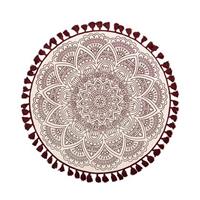 Teppich creme/rot ø 120 cm Mandala-Muster AYAKLI - BELIANI