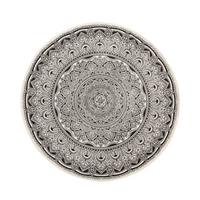 beliani Teppich Baumwolle Mandala-Muster schwarz / beige rund dia. 120 cm Hizan - Schwarz