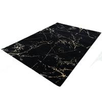 Merinos Vloerkleed - Black Marble Look - 23438-975 - Zwart-Goud-120 x 170 cm