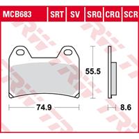 TRW Lucas Bremsbeläge Sintermetall MCB683SRT 74,9x55,5x8,6mm