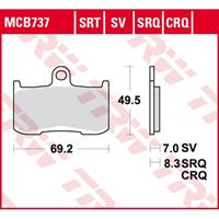 TRW SRT remblokken, en remschoenen voor de moto, MCB737SRT