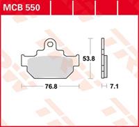 TRW Lucas Bremsbeläge organisch MCB550  76,8x53,8x7,1mm