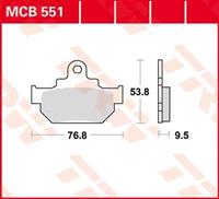 TRW Lucas Bremsbeläge organisch MCB551  76,8x53,8x9,5mm