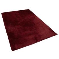 beliani Teppich Rot Stoff rechteckig 140 x 200 cm einfarbig getuftet Modern Industrie Stil Langhaar Shaggy Flur Wohn-, Kinder- und Schlafzimmer - Rot