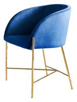 SalesFever Samt Stuhl mit Armlehnen, B86,5 x T50 x H62,5 cm blau