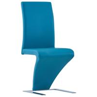 vidaXL Eetkamerstoelen met zigzag-vorm 2 st kunstleer blauw