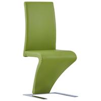 vidaXL Eetkamerstoelen met zigzag-vorm 2 st kunstleer groen