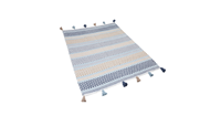 beliani Teppich Blau mit Beige 140 x 200 cm aus Baumwolle Kurzflor Geometrisches Muster Rechteckig Boho Stil - Beige