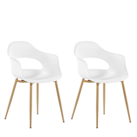 Beliani - Esszimmerstuhl 2er Set Weiß Kunststoff mit Metallgestell Modern Skandinavisch Wohnzimmer Esszimmer Flur Diele Ausstattung Sitzmöbel