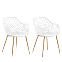 beliani Moderner weißer Stuhl im edlen Rautendesign im 2er Set Nashua - Weiß