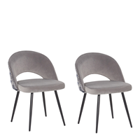 Beliani - Stuhl mit Polsterung aus Samtstoff mit floralem Muster grau Vivian - Grau
