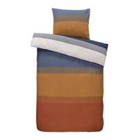 Comfort dekbedovertrek Bruce - blauw/cognac - 140x200/220 cm