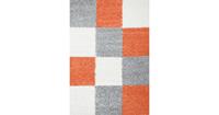 Himalaya Basic Shaggy Geblokt vloerkleed Oranje / Grijs Hoogpolig- 80x150 CM