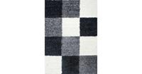 Himalaya Basic Shaggy Geblokt vloerkleed Zwart / Wit Hoogpolig- 80x150 CM
