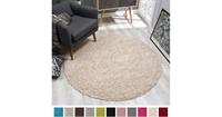 Loca Impression Shaggy Rond Vloerkleed Beige Hoogpolig- 200 CM ROND