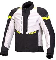 Macna Traction Black White Fluo Yellow Textile Motorcycle Jacket 