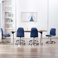 vidaXL Eetkamerstoelen 6 st stof blauw