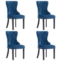 vidaXL Eetkamerstoelen 4 st fluweel blauw