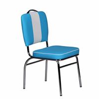 Möbel4Life Retro Stuhl in Blau Weiß Chrom