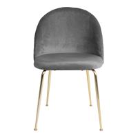 4Home Esstisch Stühle in Grau Samt Metallgestell in Messingfarben (2er Set)