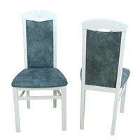 Möbel4Life Stuhl Set in Weiß Buche Grau Blau Microfaser (2er Set)