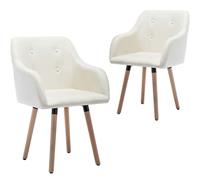 vidaXL Eetkamerstoelen 2 st stof crème