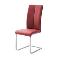 TopDesign Schwingstuhl Set in Rot Kunstleder Edelstahl (4er Set)
