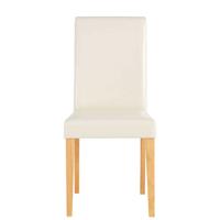 Möbel4Life Esstühle in Creme Weiß Kunstleder hoher Lehne (2er Set)