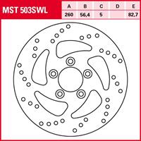 TRW Lucas Bremsscheibe Street starr MST503SWL 260/56,4/82,7/