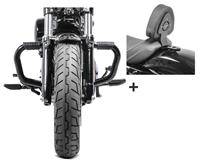 Craftride Set Sturzbügel Mustache mit Sissybar DV1 für Harley Sportster 1200 CA Custom 13-16  schwarz