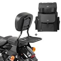 Craftride Sissybar SB1 + Hecktasche für Harley Sportster 04-20 abnehmbar mit Gepäckträger  schwarz