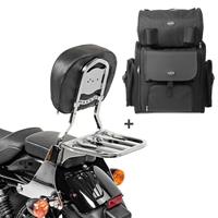 Craftride Sissybar SB1 + Hecktasche für Harley Sportster 04-20 abnehmbar mit Gepäckträger  chrom