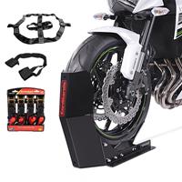 ConStands Motorradwippe Set für Honda Varadero XL 1000 V mit Fixiergurt und Spanngurt  sw-rot