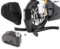 ConStands Set SM8 Motorradwippe Easy Plus mit Alarm Bremsscheibenschloss und Abdeckplane XXXL für BMW C 600 Sport 