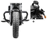 Craftride Set Sturzbügel Mustache mit Sissybar Short für Harley Sportster 1200 CB Custom 13-17  schwarz