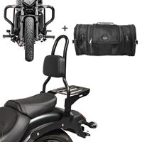 Craftride Sissybar Set für Kawasaki Vulcan S 15-20 mit Sturzbügel und Hecktasche  RH14-3