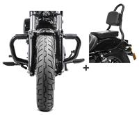 Craftride Set Sturzbügel Mustache mit Sissybar S1 für Harley Sportster 1200 CA Custom 13-16  schwarz