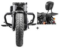 Craftride Set Sturzbügel Mustache mit Sissybar SB1 für Harley Sportster 1200 CA Custom 13-16  schwarz