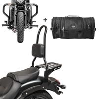 Craftride Sissybar Set für Kawasaki Vulcan S 15-20 mit Sturzbügel und Hecktasche  RH14-2