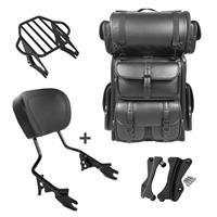 Craftride Sissybar KI + Hecktasche LX für Harley Ultra Limited Low 15-19 mit Gepäckträger schwarz 