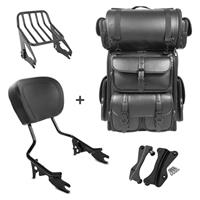 Craftride Sissybar W1 + Hecktasche LX für Harley CVO Limited 14-20 mit Gepäckträger schwarz 