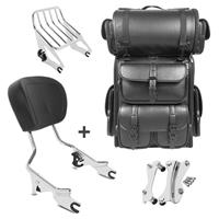 Craftride Sissybar W1 + Hecktasche LX für Harley CVO Limited 14-20 mit Gepäckträger chrom 