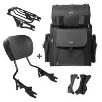 Craftride Sissybar AW + Hecktasche für Harley Touring 09-13 mit Gepäckträger schwarz 