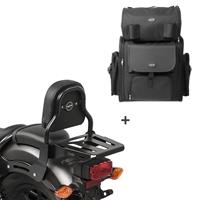 Craftride Sissybar XS3 + Hecktasche für Kawasaki VN 900 Light Tourer 10-14 mit Gepäckträger 