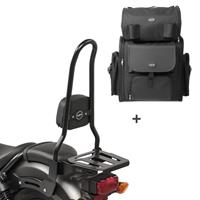 Craftride Sissybar XL3 + Hecktasche für Kawasaki VN 900 Light Tourer 10-14 mit Gepäckträger 