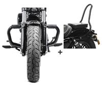 Craftride Set Sturzbügel Mustache mit Sissybar SR1 für Harley Sportster 1200 CA Custom 13-16  schwarz