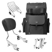 Craftride Sissybar W1 + Hecktasche für Harley Touring 09-13 mit Gepäckträger chrom 