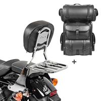 Craftride Sissybar SB1 + Hecktasche LX für Harley Sportster 883 04-10 abnehmbar mit Gepäckträger  chrom