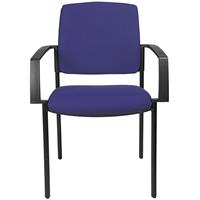 Topstar Gestoffeerde stapelstoel, vierpoots-onderstel, VE = 2 stuks, frame zwart, textielbekleding blauw