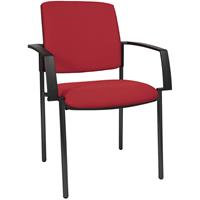 Topstar Gestoffeerde stapelstoel, vierpoots-onderstel, VE = 2 stuks, frame zwart, textielbekleding rood